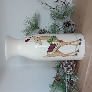 Grasslands Road Christmas Reindeer Ceramic Vase 9.25"H